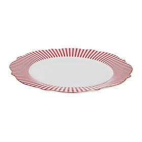 Karaca New Romantic İnce Çizgili 21 cm Kırmızı Pasta Tabağı