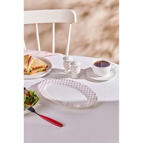 Karaca New Romantic İnce Çizgili 36 cm Kırmızı Kayık Tabak