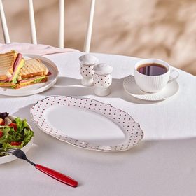 Karaca New Romantic İnce Çizgili 36 cm Kırmızı Kayık Tabak
