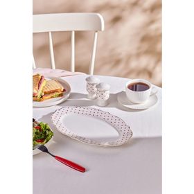 Karaca New Romantic İnce Çizgili 36 cm Kırmızı Kayık Tabak