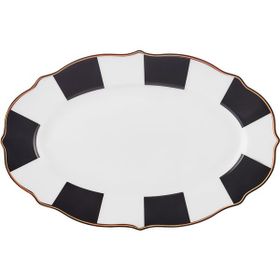 Karaca New Romantic Kalın Çizgili 20 cm Siyah Kayık Tabak