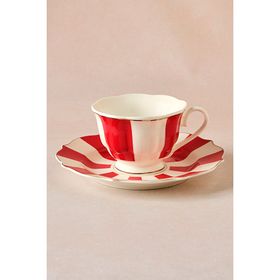 Karaca New Romantic Kalın Çizgili 90 ml Kırmızı Kahve Fincanı