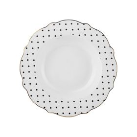 Karaca New Romantic Puantiyeli 24 cm Siyah Çukur Tabak
