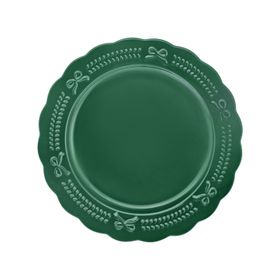 Karaca New Year Yılbaşı 24 Rölyefli 21 cm Yeşil Pasta Tabağı