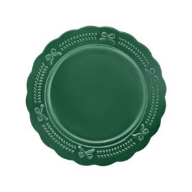 Karaca New Year Yılbaşı 24 Rölyefli 21 cm Yeşil Pasta Tabağı