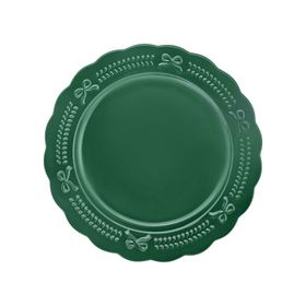 Karaca New Year Yılbaşı 24 Rölyefli 21 cm Yeşil Pasta Tabağı