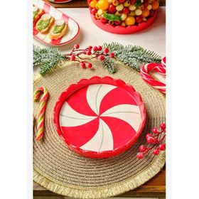 Karaca New Year Yılbaşı Candy Stripe 20.5 cm Pasta Tabağı