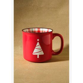 Karaca New Year Yılbaşı Ekose Pine Tree Kırmızı 550 ml Kupa