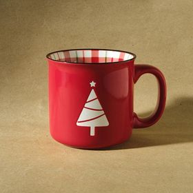 Karaca New Year Yılbaşı Ekose Pine Tree Kırmızı 550 ml Kupa