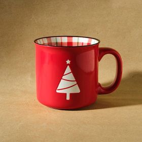 Karaca New Year Yılbaşı Ekose Pine Tree Kırmızı 550 ml Kupa