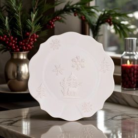 Karaca New Year Yılbaşı Snowy 29 cm Beyaz Servis Tabağı