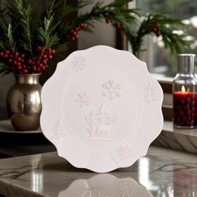 Karaca New Year Yılbaşı Snowy 29 cm Beyaz Servis Tabağı