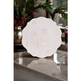 Karaca New Year Yılbaşı Snowy 29 cm Beyaz Servis Tabağı