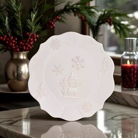 Karaca New Year Yılbaşı Snowy 29 cm Beyaz Servis Tabağı