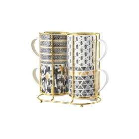 Karaca Nigrum 5 Parça Standlı Porselen Mug Kupa Seti