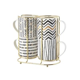 Karaca Nomar 5 Parça Standlı Porselen Mug Kupa Seti