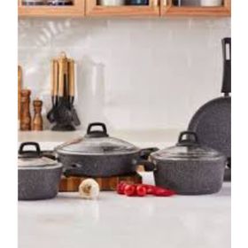 Karaca Optimum Black Bio Granit 7 Parça Tencere Seti