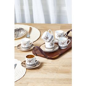 Karaca Palmiye 80 ml 6 Kişilik Kahve Fincan Takımı