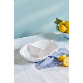 Karaca Perla 33 cm Beyaz Oval Melamin Bölmeli Çerezlik