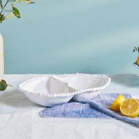 Karaca Perla 33 cm Beyaz Oval Melamin Bölmeli Çerezlik