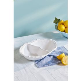 Karaca Perla 33 cm Beyaz Oval Melamin Bölmeli Çerezlik
