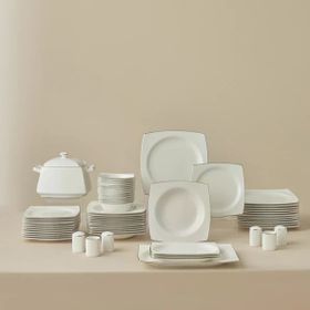 Karaca Platin Square Bone Talia 60 Parça 12 Kişilik Yemek Takımı