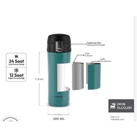 Karaca Pluton Çelik Sızdırmaz 350 ml Çağla Yeşili Termos