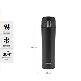 Karaca Pluton Çelik Sızdırmaz 450 ml Siyah Termos