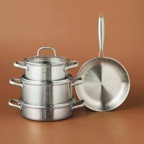 Karaca Power Steel 316+ 3Ply Akita İndüksiyon Tabanlı 7 Parça Çelik Tencere ve Tava Seti