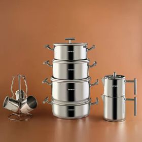Karaca Powersteel 316+ Vanilla 15 Parça Çelik Tencere Seti