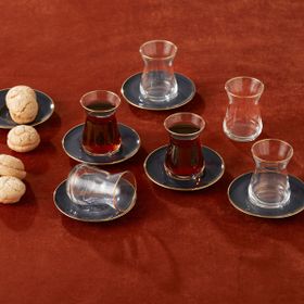 Karaca Retro Antrasit 6 Kişilik Çay Seti