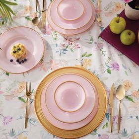 Karaca Retro New Pembe 18 Parça 6 Kişilik Cam Yemek Takımı