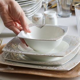 Karaca Rhona Gold Cream 60 Parça 12 Kişilik Yemek Takımı
