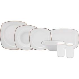 Karaca Roman Rose Square Shape Kayıklı 27 Parça 6 Kişilik Porselen Yemek Takımı