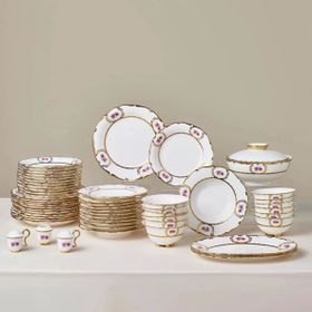 Karaca Royal Bone Elizabeth Gold 55 Parça 12 Kişilik Yemek Takımı
