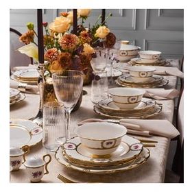 Karaca Royal Bone Elizabeth Gold 55 Parça 12 Kişilik Yemek Takımı