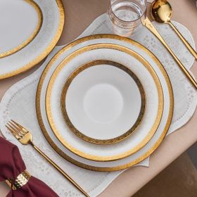 Karaca Royal Bone Victoria Gold 55 Parça 12 Kişilik Yemek Takımı