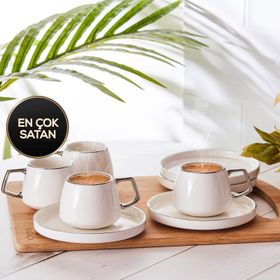 Karaca Saturn Platin 6 Kişilik Kahve Fincanı Takımı