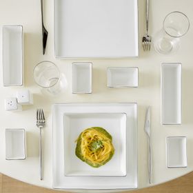 Karaca Silver Square Beyaz 20 Parça 6 Kişilik Kare Kahvaltı Seti