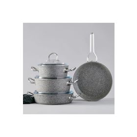Karaca Silver Stone Bio Granit 7 Parça Metal Kulplu İndüksiyon Tabanlı Tencere Seti