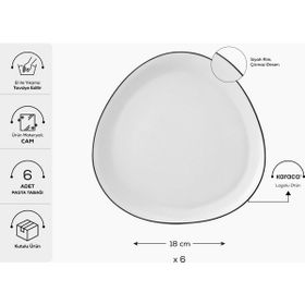 Karaca Sky Siyah Rimli 6 Kişilik 18 cm Pasta Takımı