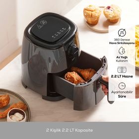 Karaca Smart Cook Compact 2.2 lt 2 Kişilik Space Gray Airfryer