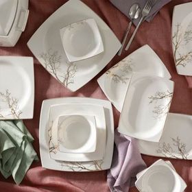 Karaca Square Bone Autumn 60 Parça 12 Kişilik Gold Yemek Takımı