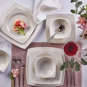 Karaca Square Bone Flava 24 Parça 6 Kişilik Yemek Takımı