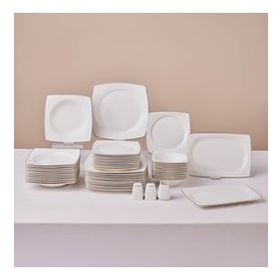Karaca Square Bone Jamie 53 Parça 12 Kişilik Platin Yemek Takımı