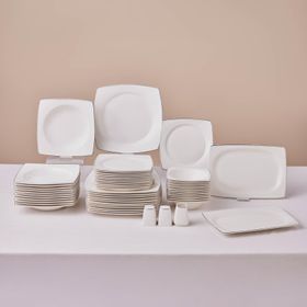 Karaca Square Bone Jamie 53 Parça 12 Kişilik Platin Yemek Takımı