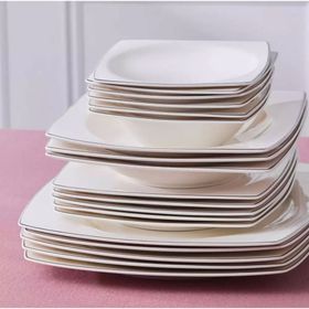 Karaca Square Bone Jamie 53 Parça 12 Kişilik Platin Yemek Takımı