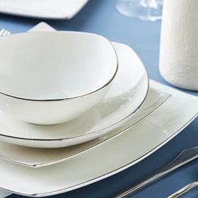 Karaca Square Bone Lucia 60 Parça 12 Kişilik Platin Yemek Takımı