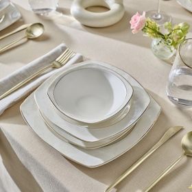 Karaca Square Bone Serena 24 Parça 6 Kişilik Beyaz Yemek Takımı