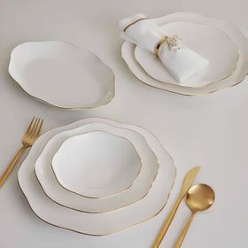 Karaca Streamline Cyrus Gold 59 Parça 12 Kişilik New Bone Yemek Takımı